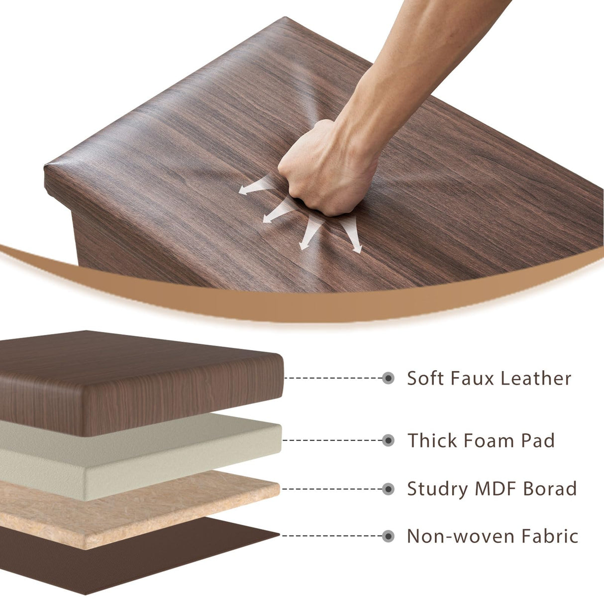 YOUDENOVA 30 inches Folding Storage Ottoman Bench, 80L Storage Bench for Bedroom and Hallway, Faux Leather Brown Footrest with Foam Padded Seat, Support 350lbs, Wood Grain Brown YOUDENOVA