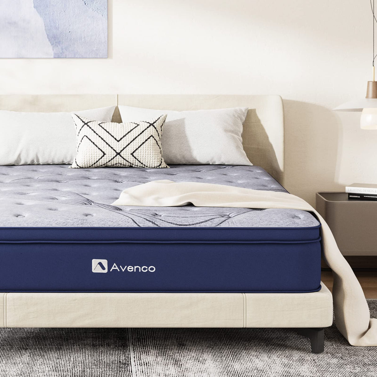 Avenco Mattress Full Size, 12 Inch Full Mattress Hybrid, Medium Firm Full Mattress in a Box for Pressure Relief and Sound Sleep, Wrapped Coils and CertiPUR-US Foam, Soft Breathable Fabric Avenco