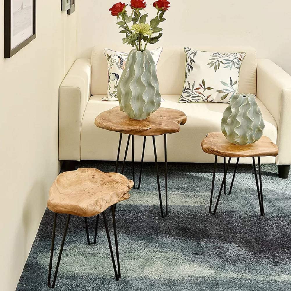 NXN-HOME Natural Edge Side Table, Live Edge End Table with 3 Hairpin Legs, Nightstand Plant Stand for Bedroom and Living Room(15.5" L x 14.5" W x 16" T.) NXN-HOME