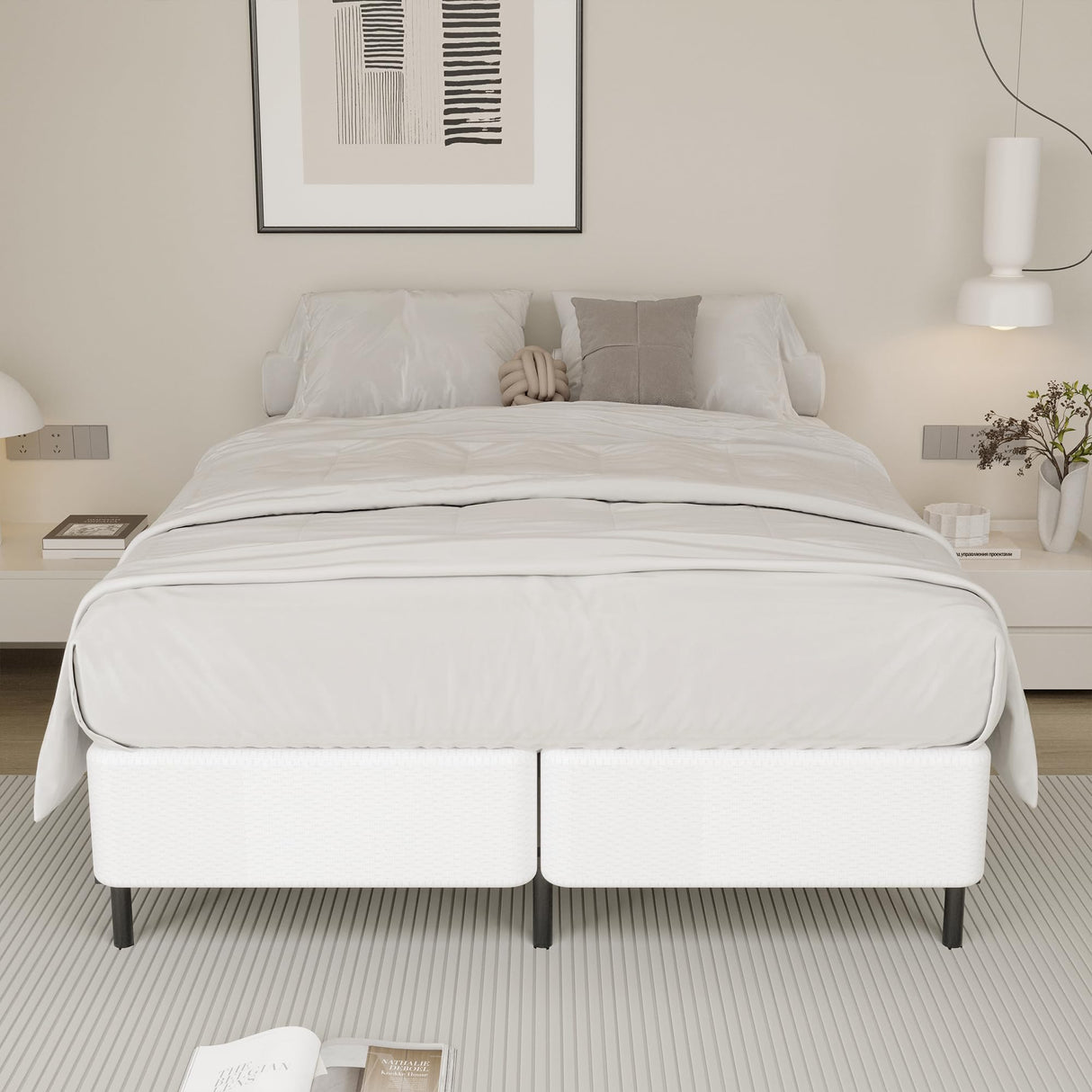 Yicensen Split King Box Spring 5 Inch, Low Profile Heavy Duty Metal Box Spring King Size with Fabric Cover, Noise-Free, Quick Assembly Yicensen