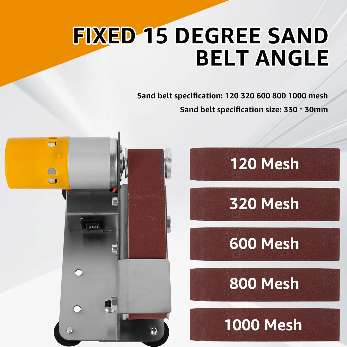 Mini Belt Sander, 15° Electric Spindle Knife Sharpener Bench Grinder Sanding Machine, 7 Adjustable Speed Electric Belt Grinder, Polishing Grinding Machine for Metal Jewelry Abizarch