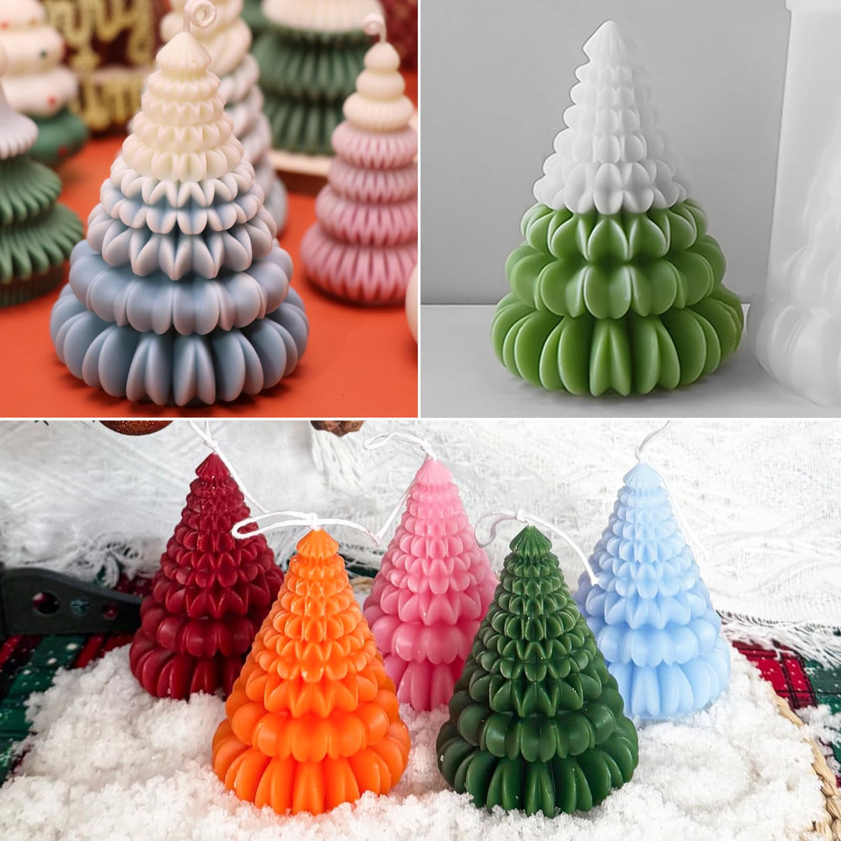 Japleed 3D Tree Candle Silicone Molds, Origami Christmas Tree Silicone Molds for Epoxy Resin Casting Clay Candle Soap Wax Concrete, Unique Christmas Ornament Molds for DIY Art Craft Table Home Decor japleed