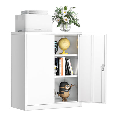 INTERGREAT Metal Storage Cabinet with Doors and Shelves,Lockable Storage Cabinet for Office,36”White Metal Utility Cabinets Garage Cabinets for Home Office, Garage, Kitchen, Shop
