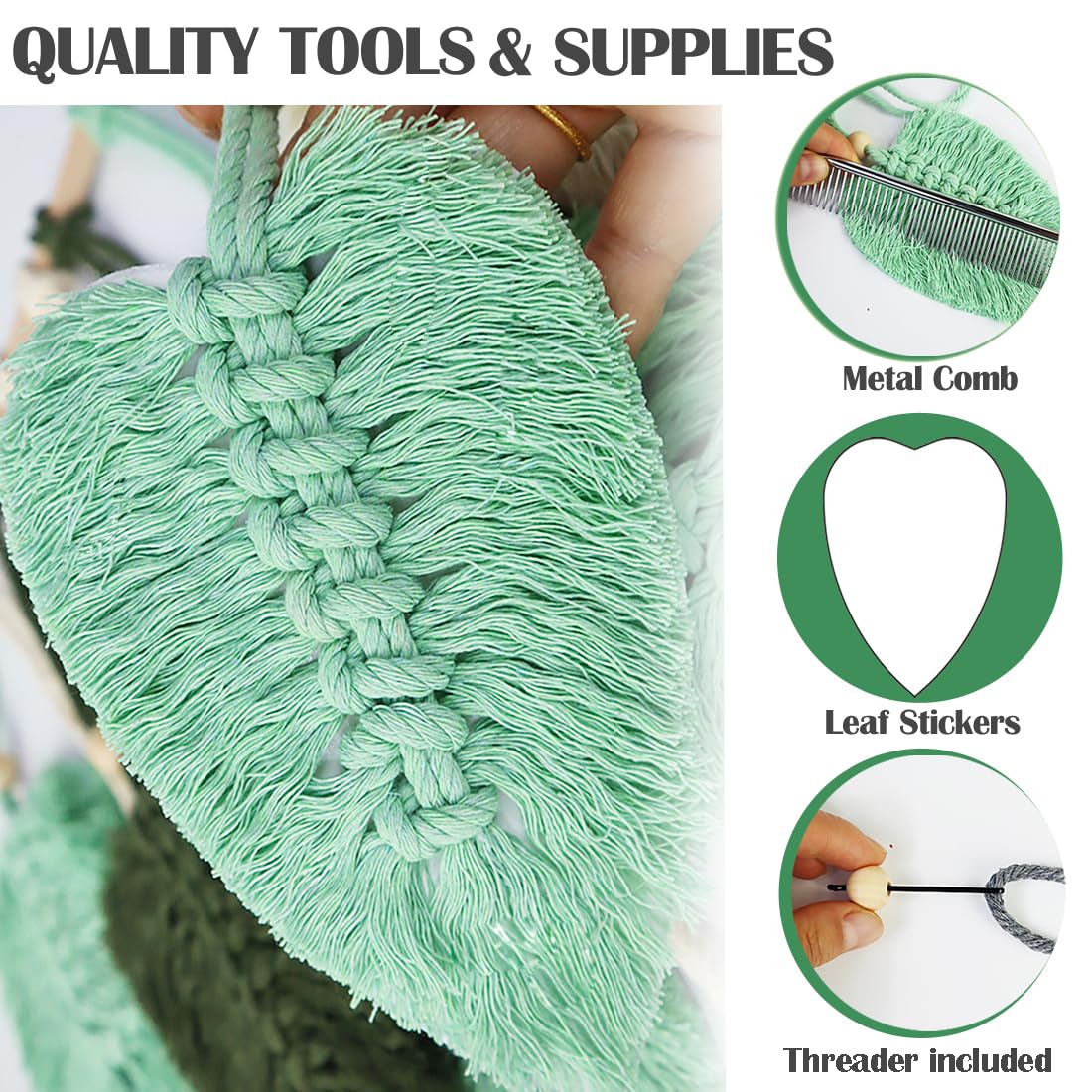 Ewparts Macrame Leaves Wall Hanging Kit Macrame Kits for Adults Beginners Easy Macrame Leaf Hanging Making kit with 4mm Macrame Cord,Instruction Book,Wooden Beads for Starters Adults DIY Craft Kit Ewparts