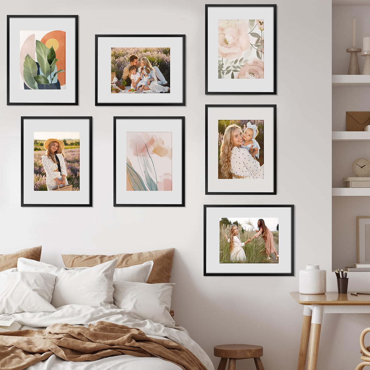 SYNTRIFIC 11x14 Picture Frames Set of 6,Display Pictures 8x10 with Mat or 11x14 Without Mat,Collage Photo Frames for Wall Decor Mounting,Home Decorative Wall Gallery Picture Photo Frame,Black SYNTRIFIC