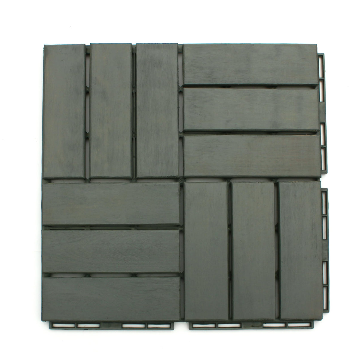 Deck Tiles - Patio Pavers - Acacia Wood Outdoor Flooring - Interlocking Patio Tiles - 12"x12" (20 Pack) - Modern Grey Finish - Checker Pattern Decking 3rd Street Inn