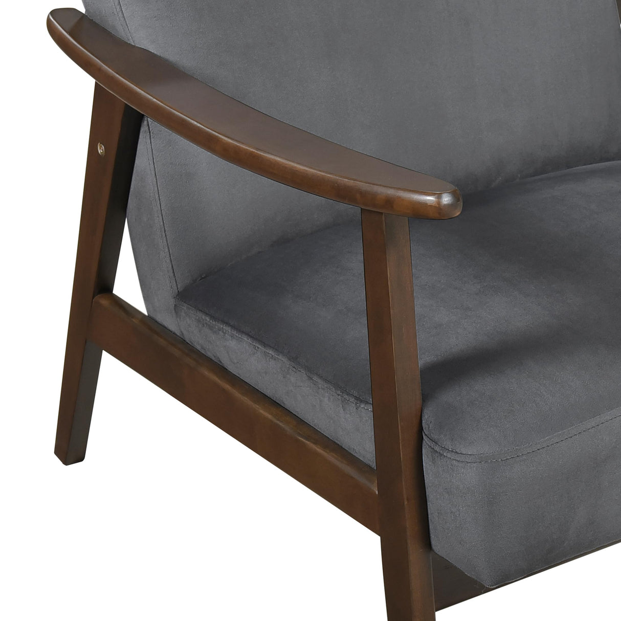 Lexicon Mid Century Modern Chair Velvet Accent Chair for Living Room Chair w/Solid Wood Armrests and Legs, Cushioned Seat and Backrest, Reading Chair and Lounge Chair for Bedrooms/Studios, Dark Grey Lexicon