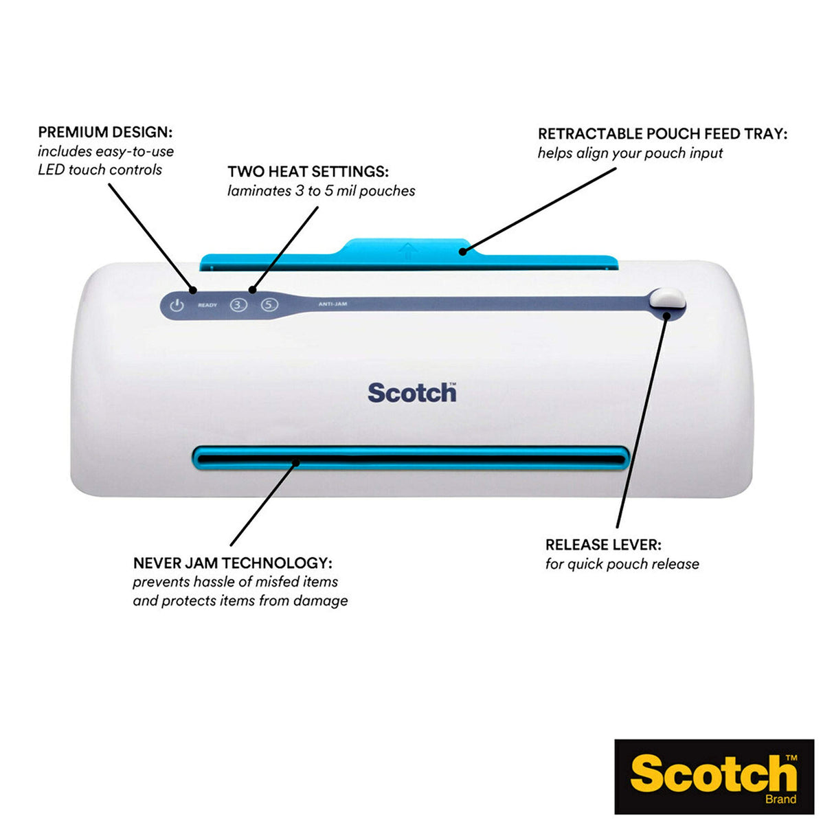 Scotch Brand Scotch TL906 Thermal Laminator, Never Jam Technology Automatically Prevents Misfed Items, 2 Roller System , 9 inch (Pack of 2) Scotch