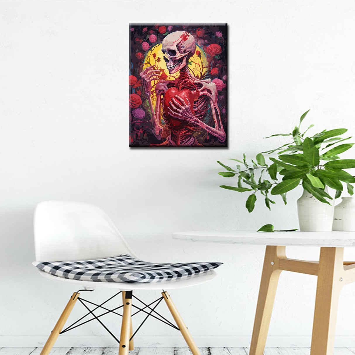 Tucocoo Heart Skull Paint by Numbers for Adults Trippy Flower DIY Plant Paint by Number for Adults Beginner Flower Anatomy Painting Picture for Home Wall Decoration 16x20inch Unframed Tucocoo