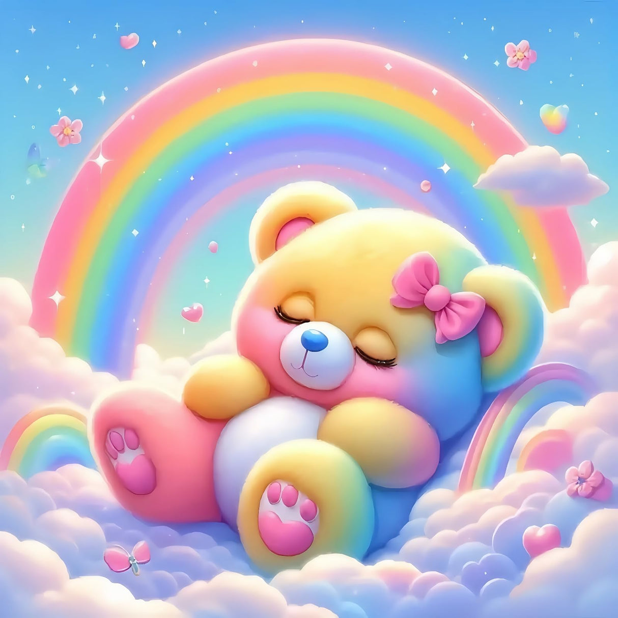 5D Diamond Painting Kits for Adults, Rainbow Bear Diamond Art Kits for Adults Beginner, DIY Full Drill Diamond Dot Gem Painting for Home Wall Decor 13.78x13.78inch BYGFHLYW