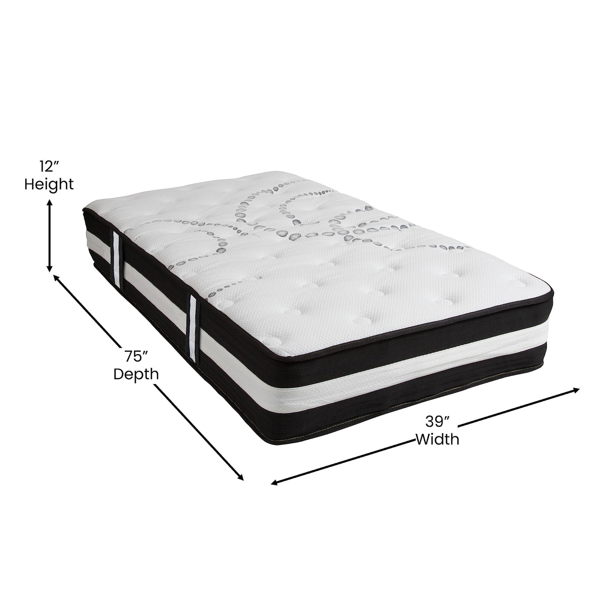 EMMA + OLIVER Astor 12 Inch CertiPUR-US Certified Hybrid Pocket Spring Mattress, Twin Mattress in a Box EMMA + OLIVER