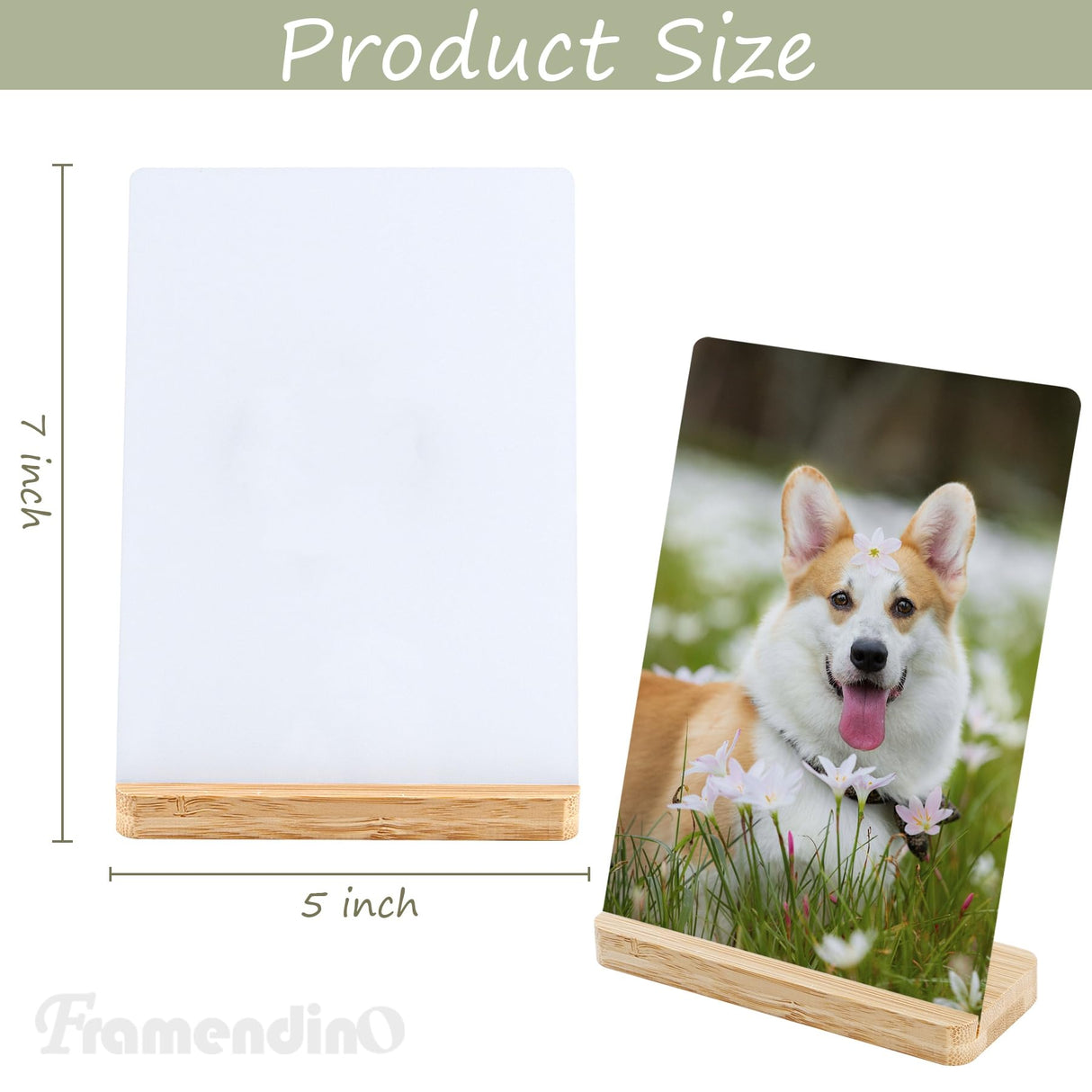 Framendino, 4 Pack Sublimation Photo Frames Blanks 5 x 7 Inch Heat Transfer Metal Picture Frames with Wood Base DIY Photo Prints Framendino