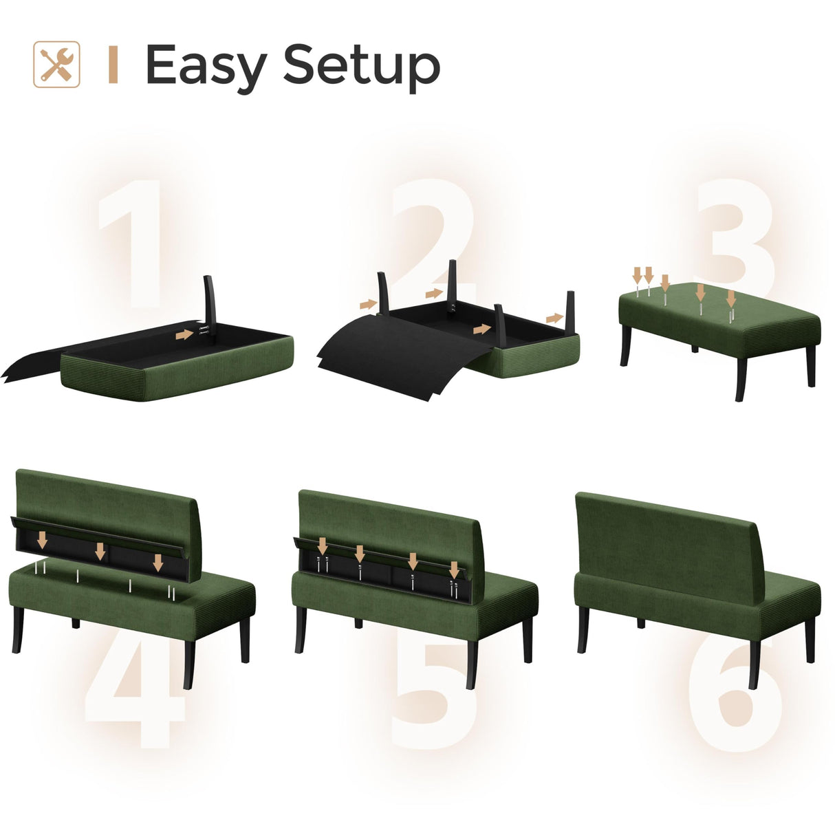 Yaheetech Small Mini Sofa Couch Armless Loveseat Futon for Bedroom, Corduroy Fabric & Easy Assembly, for Small Spaces Living Room,Dorm,Office,Apartment, Green Yaheetech