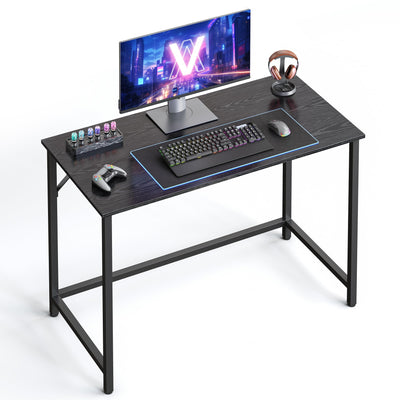 VASAGLE Computer Desk, Gaming Desk, Home Office Desk, for Small Spaces, 19.7 x 39.4 x 29.9 Inches, Industrial Style, Metal Frame, Black with Wood Grain ULWD041B56