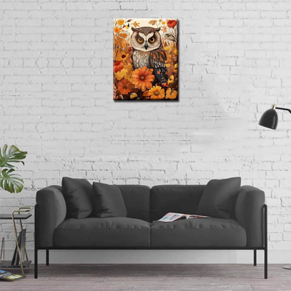 Tucocoo Owl Paint by Number for Adults Beginner,Autumn Forest Painting Kits Canvas Fall Paint by Numbers Arts Crafts for Home Decor Gifts 16x20inch Frameless Tucocoo