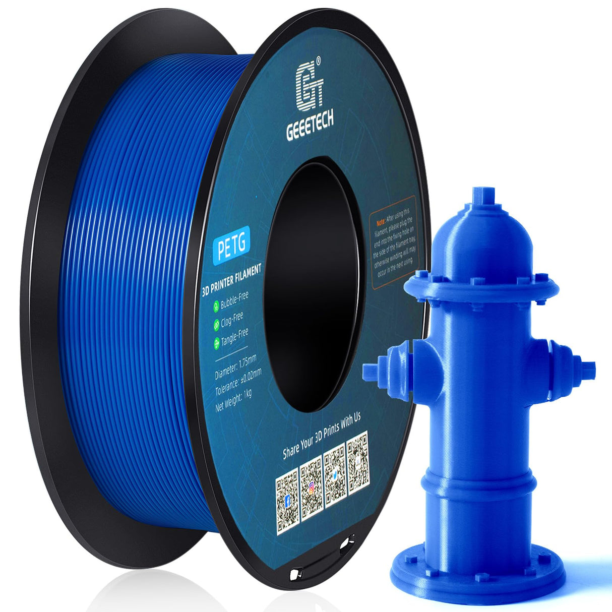 Geeetech PETG Filament 1.75mm, Upgraded High-Toughness 3D Printer Filament - 1 KG (2.2 LBS) Spool, ±0.02mm Accuracy, Neatly Wound Durable, Non-Clogging & Non-Stringing, Fits Most FDM Printers (Blue) Geeetech