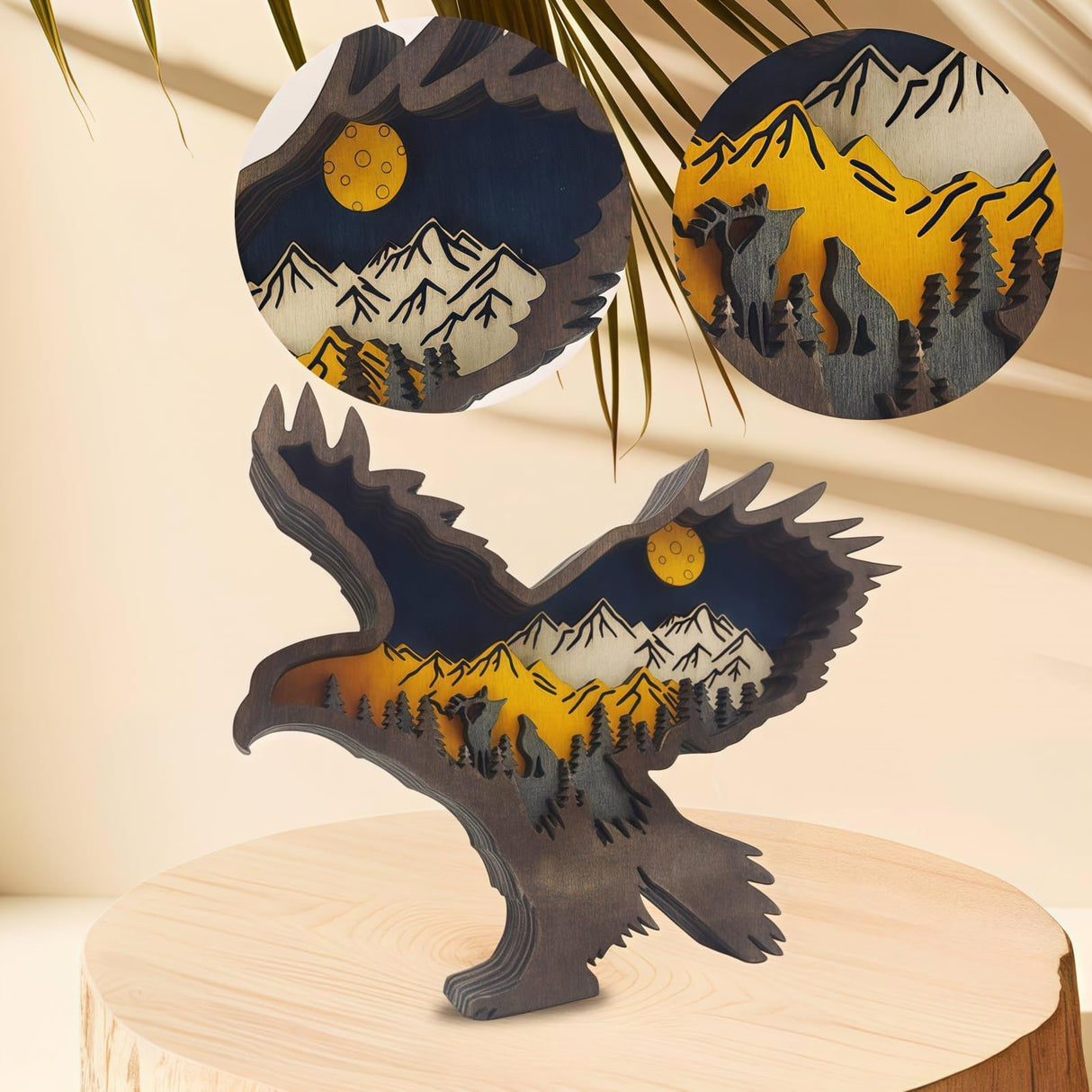 Drawelry 3D Wood Carving Animals Lamp Home Decorative, Cute Bear Family Elephant Presents Ideas Christmas Living Room Office Decor Warm LED Night Lights Gift for Friend Daughter Son Mom Dad (Eagle) Drawelry