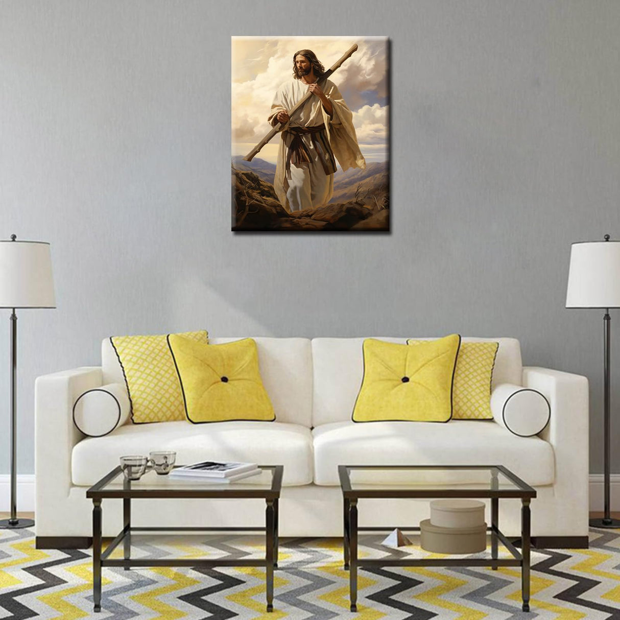 Aihonmin Jesus is on The Mountain Digital Painting Paint by Numbers Kit for Adults Acrylic Oil Painting Set Painting for Beginners Religion Spiritual Drawing Wall Decor Gift 16x20 in (Frameless) Aihonmin