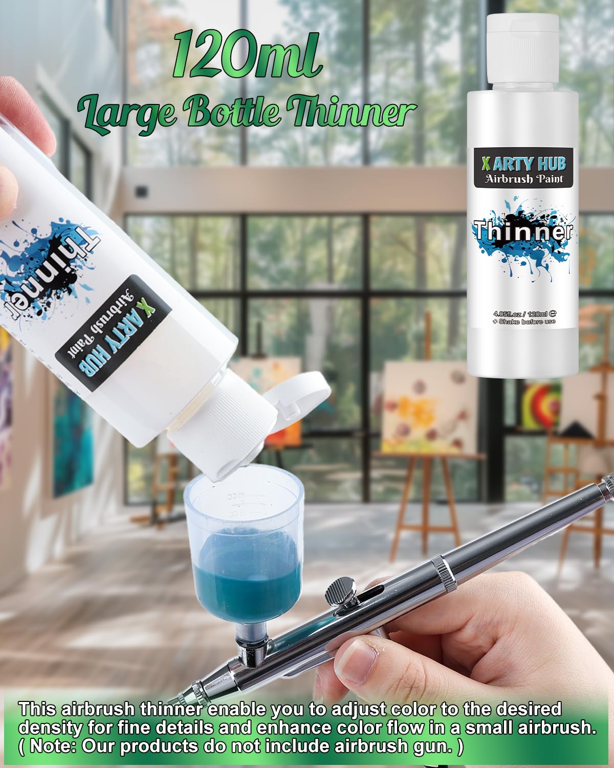 X ARTY HUB Airbrush Paint - 42 Colors with 4.05 Fl Oz Thinner, Iridescent, Neon and Metallic Air Brush Paints Acrylic Ready to Spray, Water-Based Painting Set for Artists Beginners X ARTY HUB