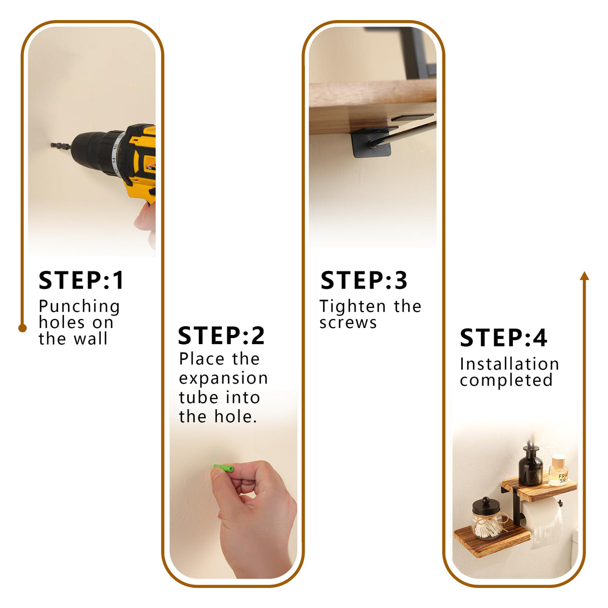 AIDILI Toilet Paper Holder with Shelf Wall Mounted - Bathroom Tissue Holder&Farmhouse Toilet Roll Holder with Wipes Storage, Carbon Rustic AIDILI