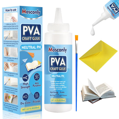 PH Neutral PVA Glue, 8.5 Oz Art Precision Craft Glue, Archival Quality Acid-Free Book Binding Adhesive, Dries Clear & Flexible,Ideal for Framing, Collages, Paper Crafts