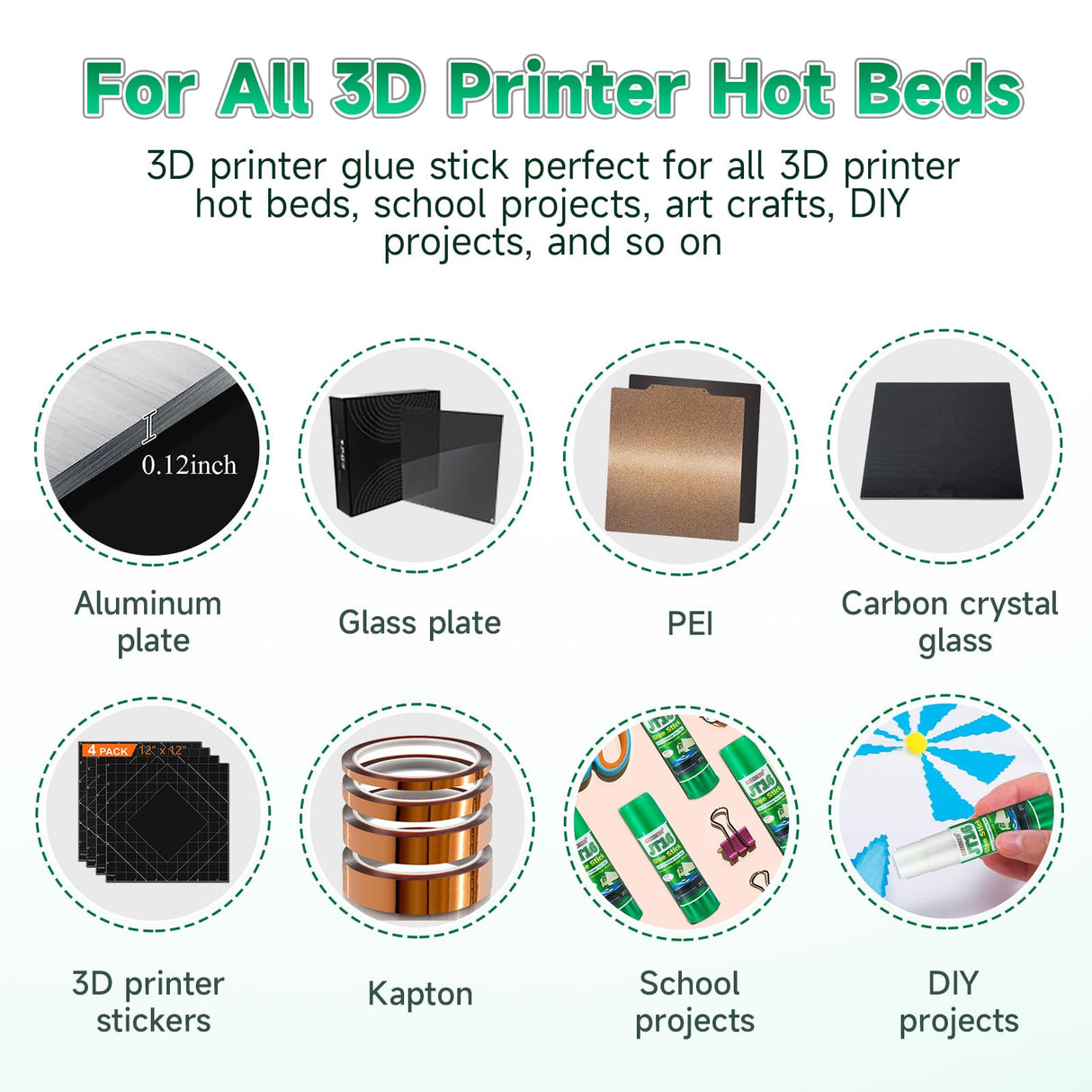 3D Printer Glue Sticks, 36 Grams Each PVP Solid Glue Sticks for Hot Bed Plate, Washable, Non-Toxic, Reduce Warping for PLA, ABS, PETG, HIPS, TPU Filament on PEI, Glass, Aluminum, Buildtak Board, 6Pcs GIANTARM
