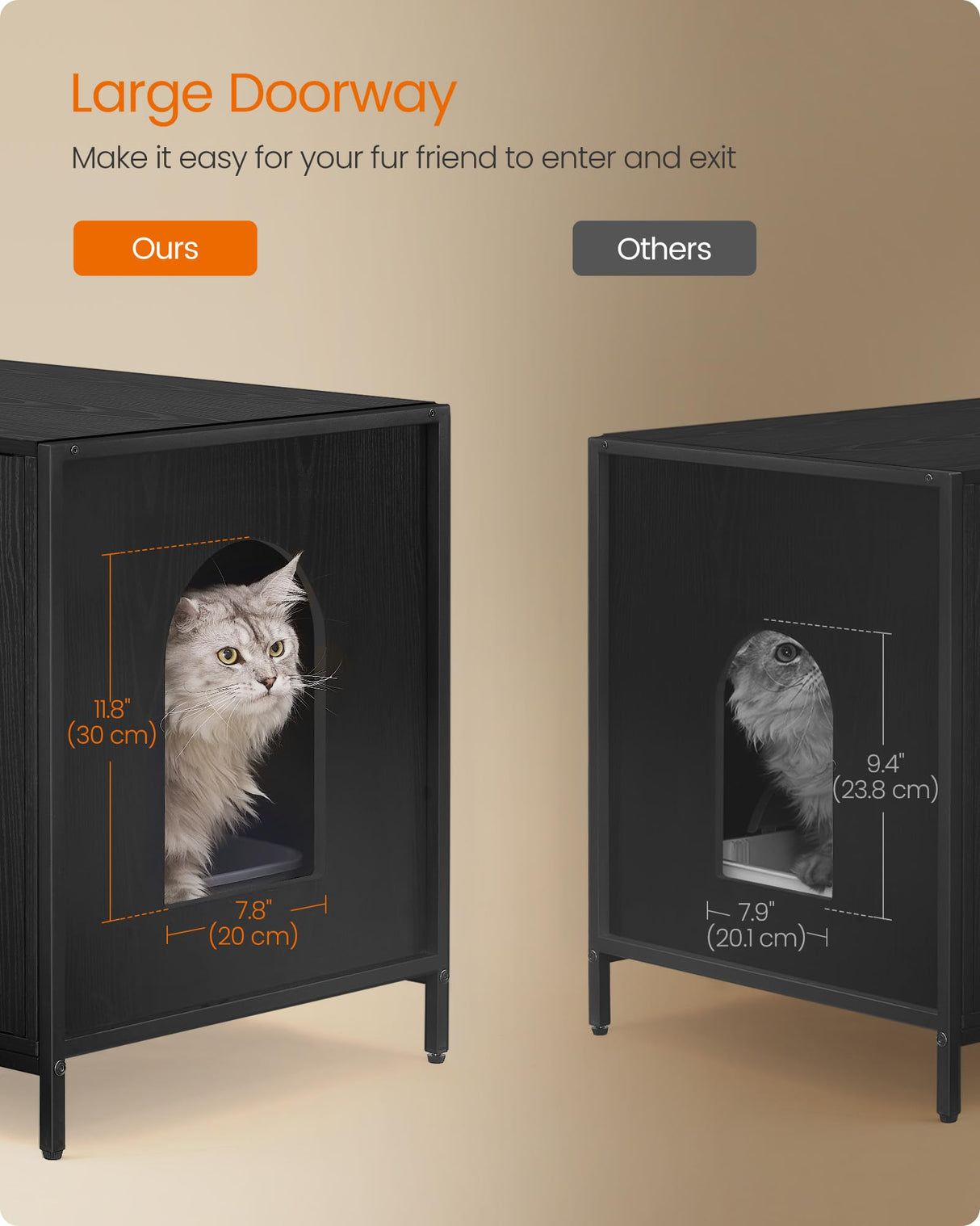 Feandrea Litter Box Enclosure, Modern Cat Litter Box Furniture Hidden, with Handles, Magnetic Locks, Cat House, Side End Table, 28.5 x 19.5 x 23 Inches, Ebony Black UPCL011B02 Feandrea