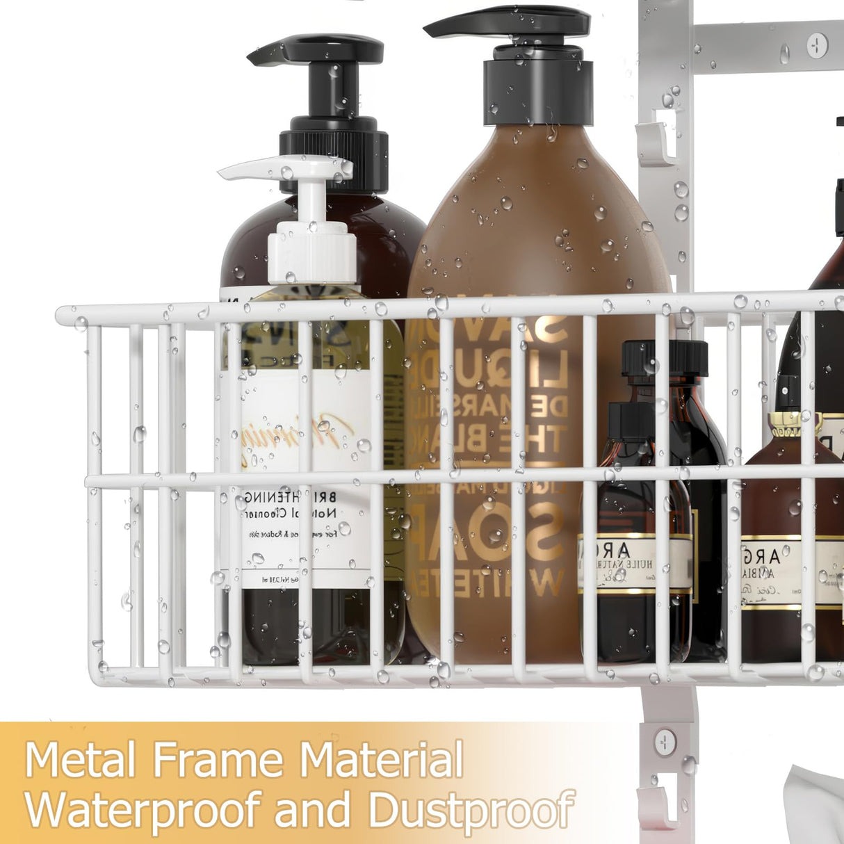 Hongtamoya Adjustable Over The Door Organizer - Hair Dryer Holder, Hanging Door Organizer with 8 Pockets 3 Metal Baskets 6 Hook, Behind Door Organizers and Storage for Bathroom Closet Cabinet Bedroom Hongtamoya