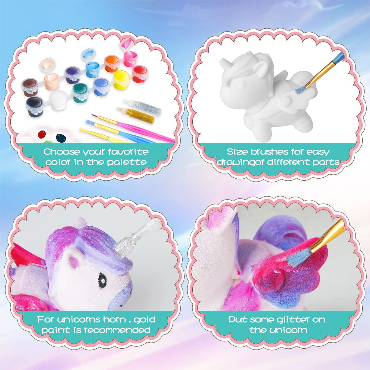 SpringFlower Unicorn Gift Toys for 3 4 5 6 7 8 Years Old Girls - Girls Arts and Crafts Painting kit Including 8 Cute Looking Unicorn Figures, DIY Creative Christmas Gift for Kids SpringFlower