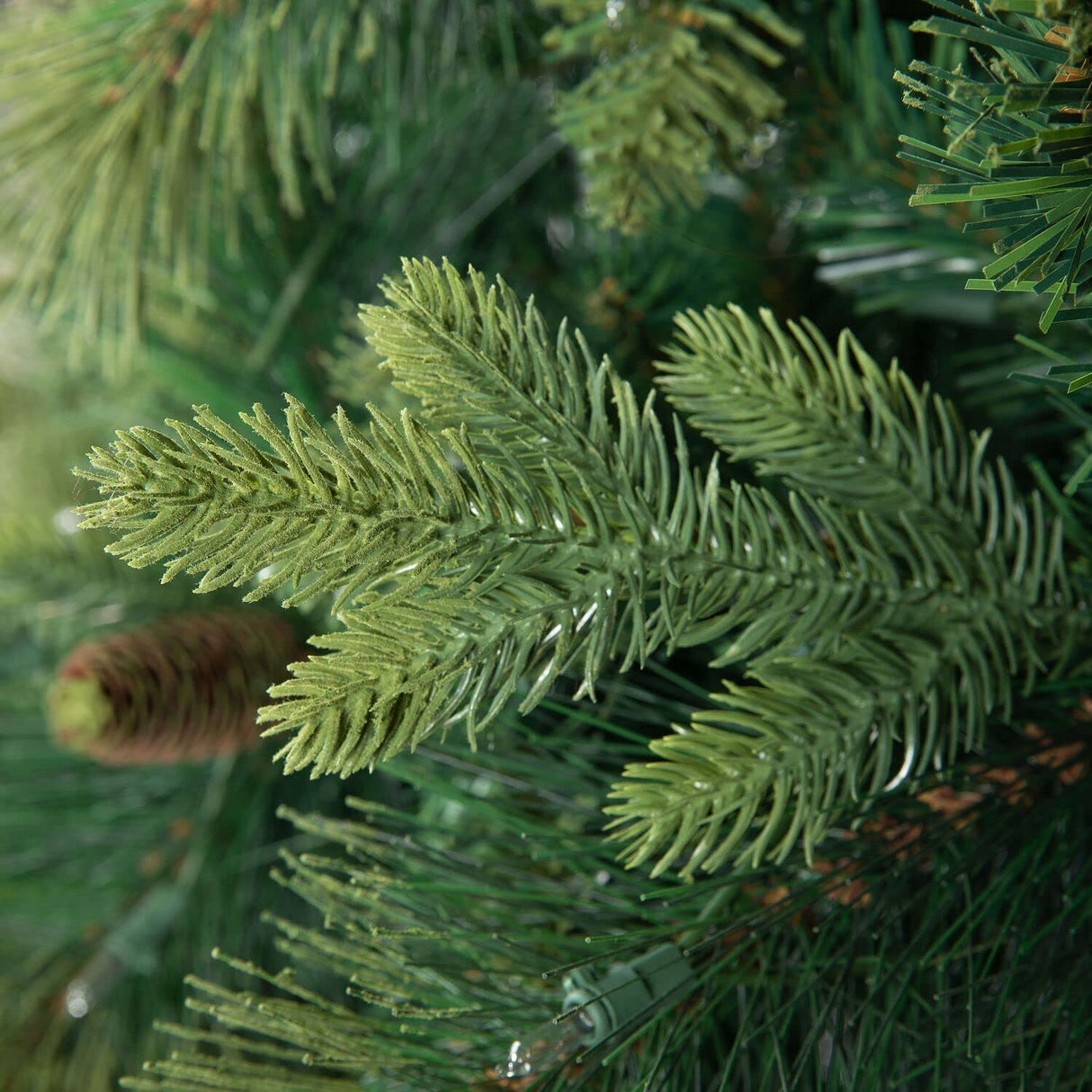 Vail 9ft Prelit Artificial Christmas Tree with Pine Cones, Foot Pedal, 2294 Branch Tips, 1050 Warm Lights and Metal Stand, 62" Wide Realistic Traditional Christmas Tree with Lights by Naomi Home Naomi Home