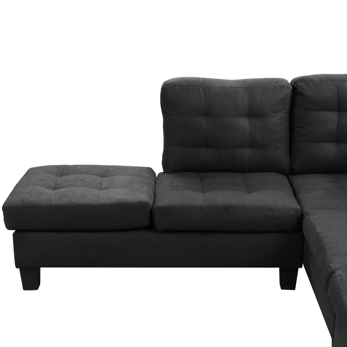 Casa Andrea Milano Modern Sectional Sofa L Shaped Couch with Reversible Chaise & Ottoman, Large Living Room Furniture, Black Casa Andrea Milano