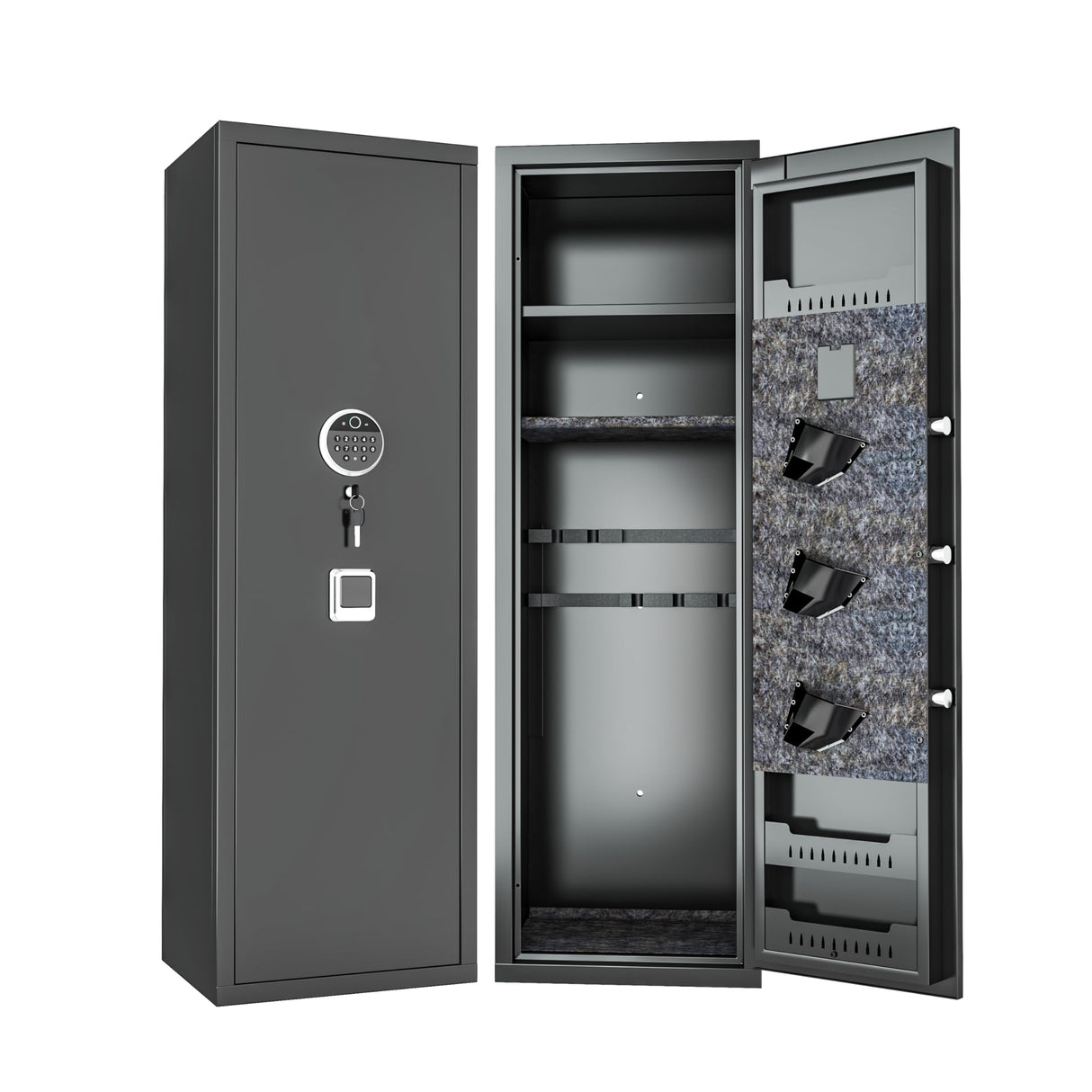 10-12 Gun Safe, Biometric Gun Cabinet for Rifles and Pistols, No Assembly Required, Quick Access Gun Safe with Password and Fingerprint, Large Gun Locker for Home with Removable Shelves&Pistol Pockets BEESTMUEBLE