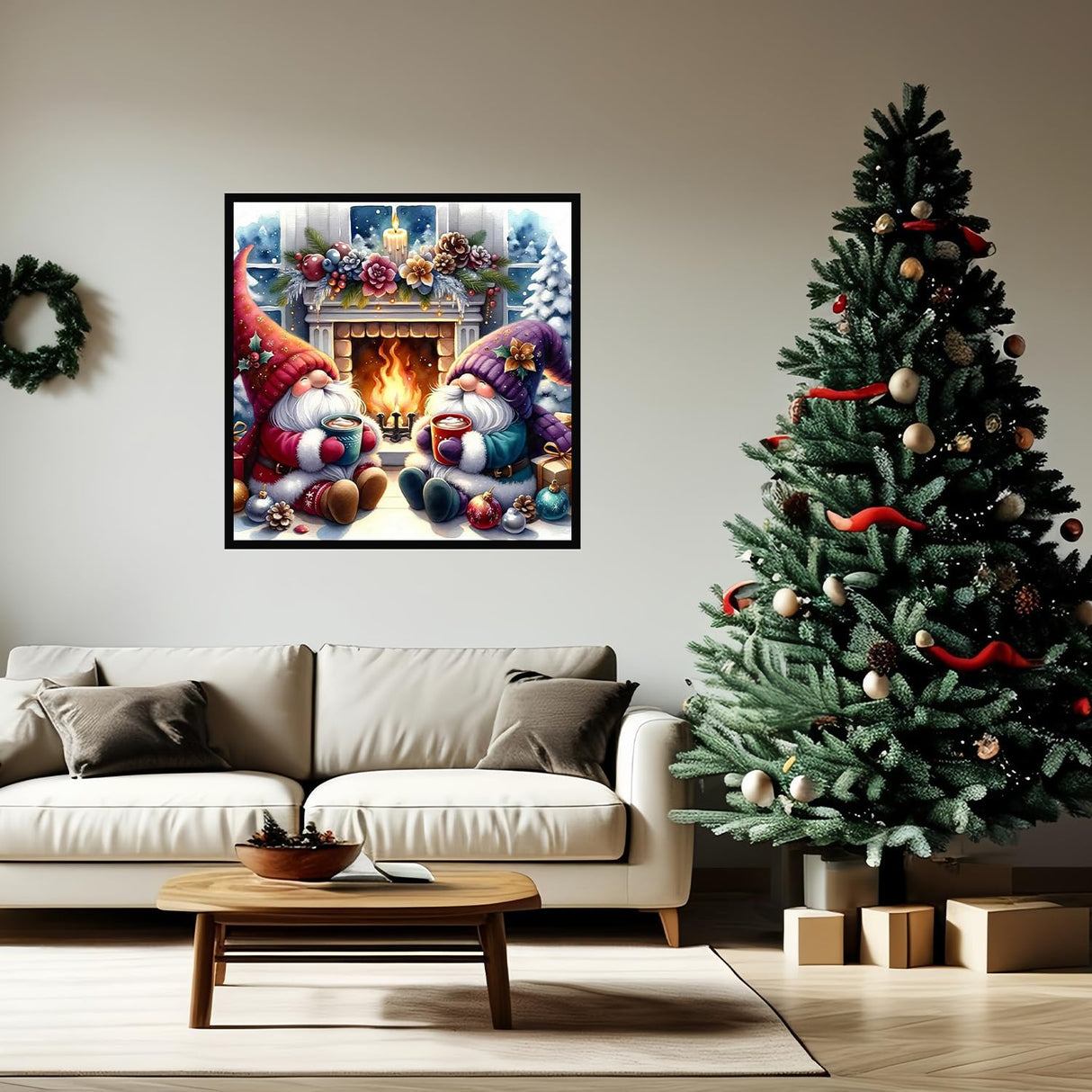 Paint by Numbers Kit for Adults Beginner, Christmas Gnome Easy Paint by Number Kits on Canvas Without Framed,DIY Acrylic Oil Painting Adults Paint by Numbers Kits for Home Wall Decor 16x16 Inch. JYXSJYYD