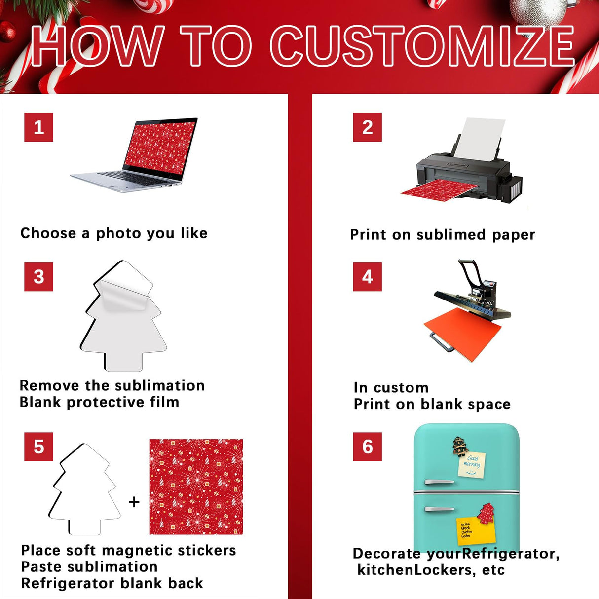 56Pcs Sublimation Magnets Blanks Bulk 28 pcs Sublimation Magnet Blanks Products 28 pcs Soft Magnetic for Kitchen Refrigerator Christmas Sublimation Onament Blanks DIY Craft AiDiYGECO