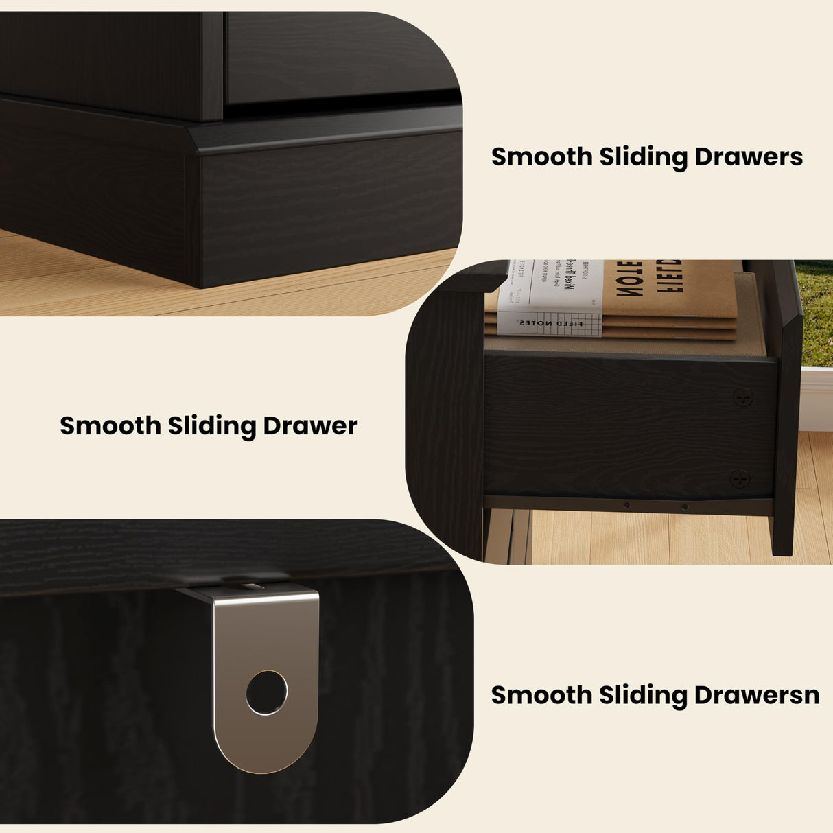 Black 8 Drawer Dressers for Bedroom, Chest of Drawers with Deep Drawers, Large Double Dresser for Closet with Wide Top, Horizontal Wooden Dresser for Living Room, Hallway, Kids Room GarveeHome