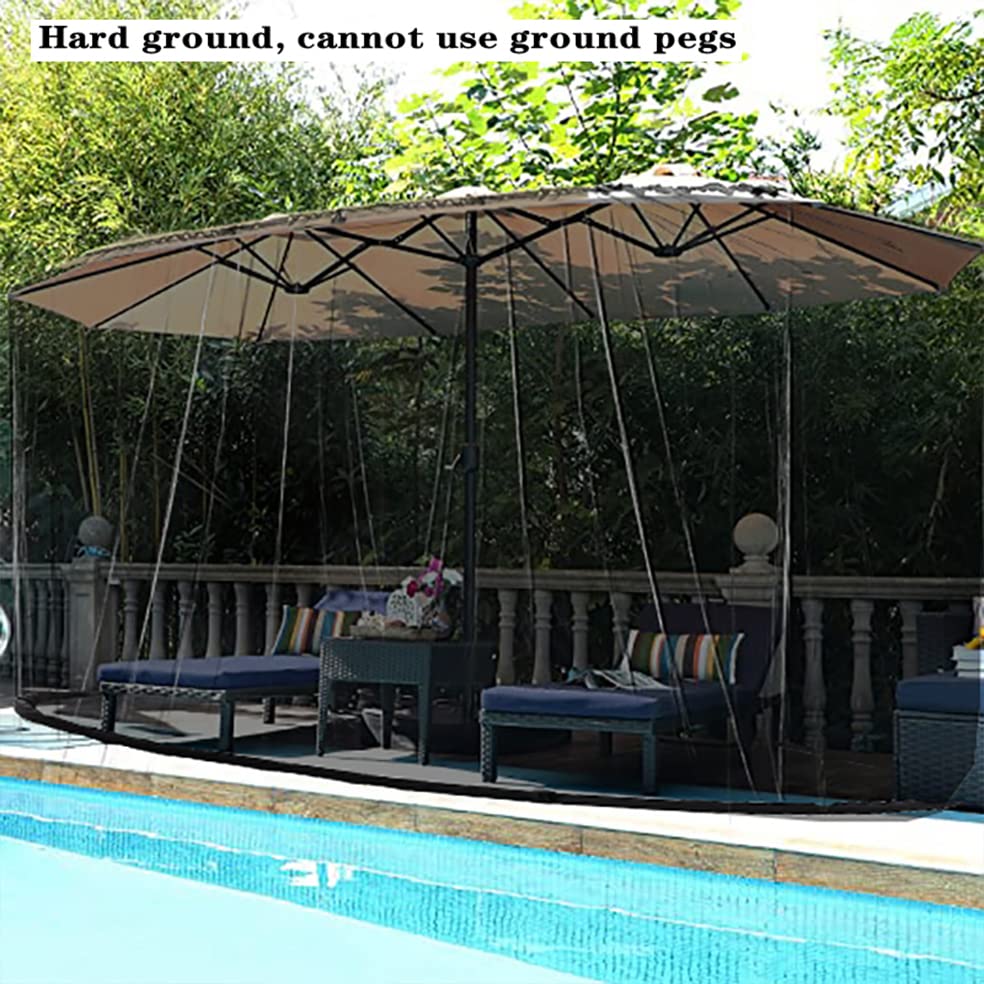 Mosquito Neting for 15FT Double-Sided Patio Umbrella Sunbrella Neting Double Zipper Water Pipe Bottom Used and for Patio Gazebo pop up canopy10x10 Interchangeable (Black 15ft) Tiimmgaal
