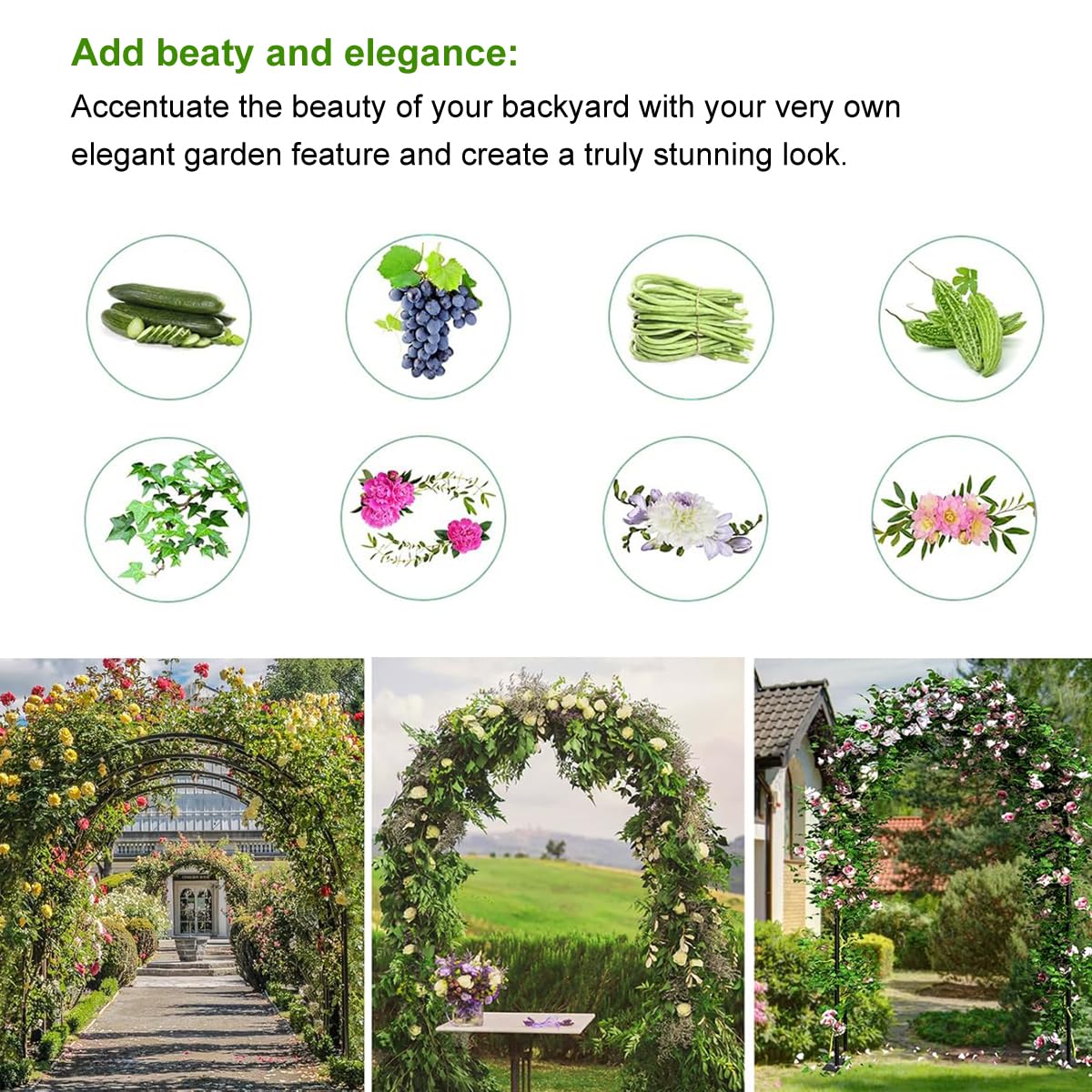 Metal Pergola Arbor,4.6 Feet Wide x7.9 Feet High Assemble Freely for Various Climbing Plant Wedding Garden Arch Bridal Party Decoration Wide Arbor LeJoy Garden
