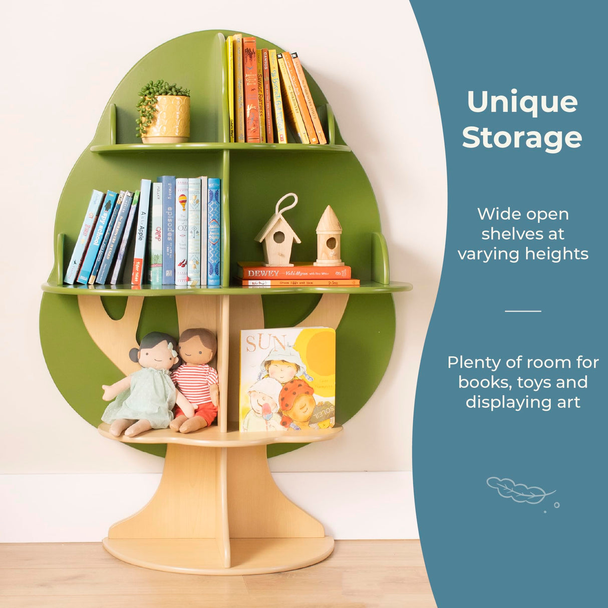 Guidecraft Kids Tree Bookshelf: Montessori Bookcase & Kids Toy Storage Organizer | Green Wooden 4 Tier Book Display | Nursery Furniture | Toddler Themed Book Shelf | Bedroom and Playroom Organizer Guidecraft