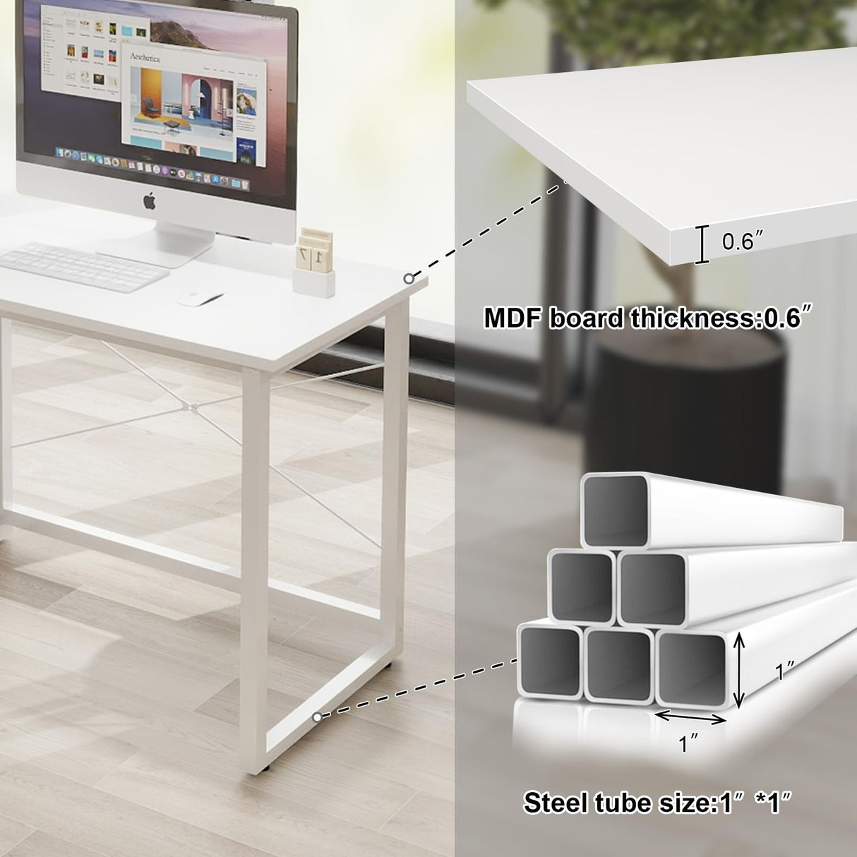 Natwind Two Person Desk with Storage Shelves, 92.5" Double Computer Desk with PC case Stand for Home Office, Home Craft Table Workstation, Heat Press Table, Long Gaming Desk,White Natwind