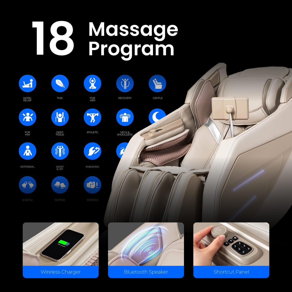 Osaki OS-3D Champ II | Brown Full Body Massage Chair | 3D SL-Track Massage | Zero Gravity | Lumbar Heating | Touchscreen Controller | Auto Body Scan | Bluetooth Speaker Osaki