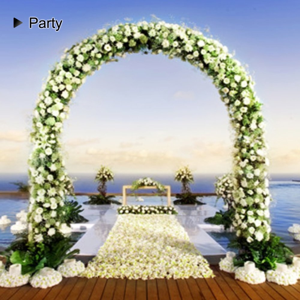 Metal Garden Arch,7.8 Feet High x 5.5 Feet Wide Sturdy Metal Arbor with Sharp Ends for Climbing Vines and Plants,Weddings Quinceaneras Party Decoration LeJoy Garden