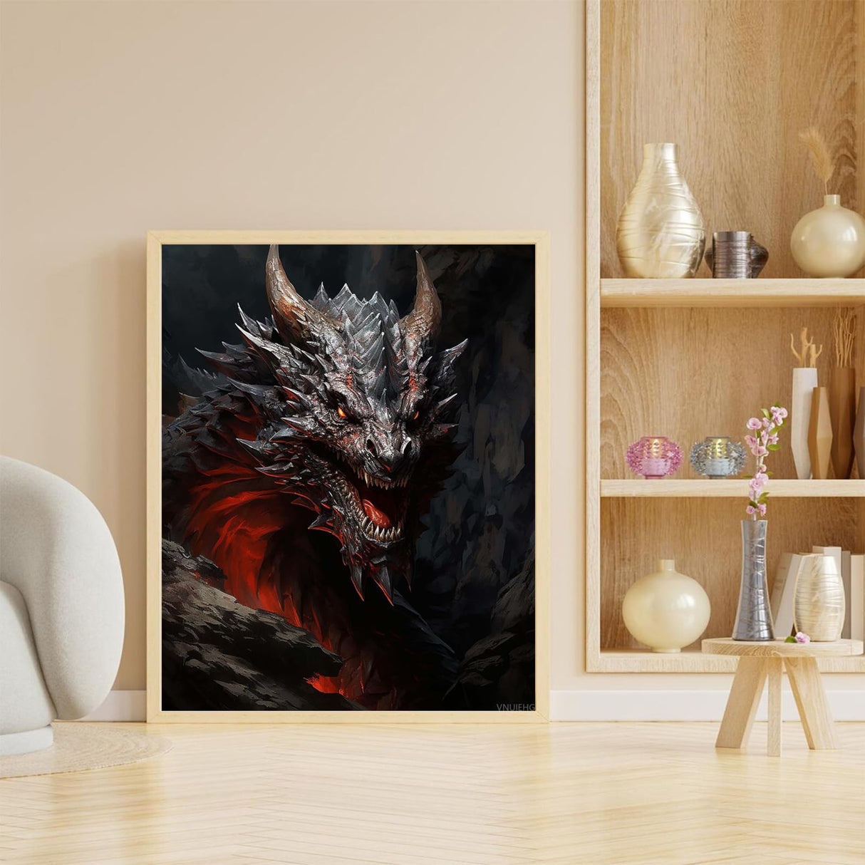 VNUIEHG Dragon Paint by Numbers for Adults, Acrylic Oil Painting by Numbers Kits for Beginner with Paintbrushes Brushes Paintwork Art Canvas for Home Decor 16x20 inch / 40x50 cm VNUIEHG