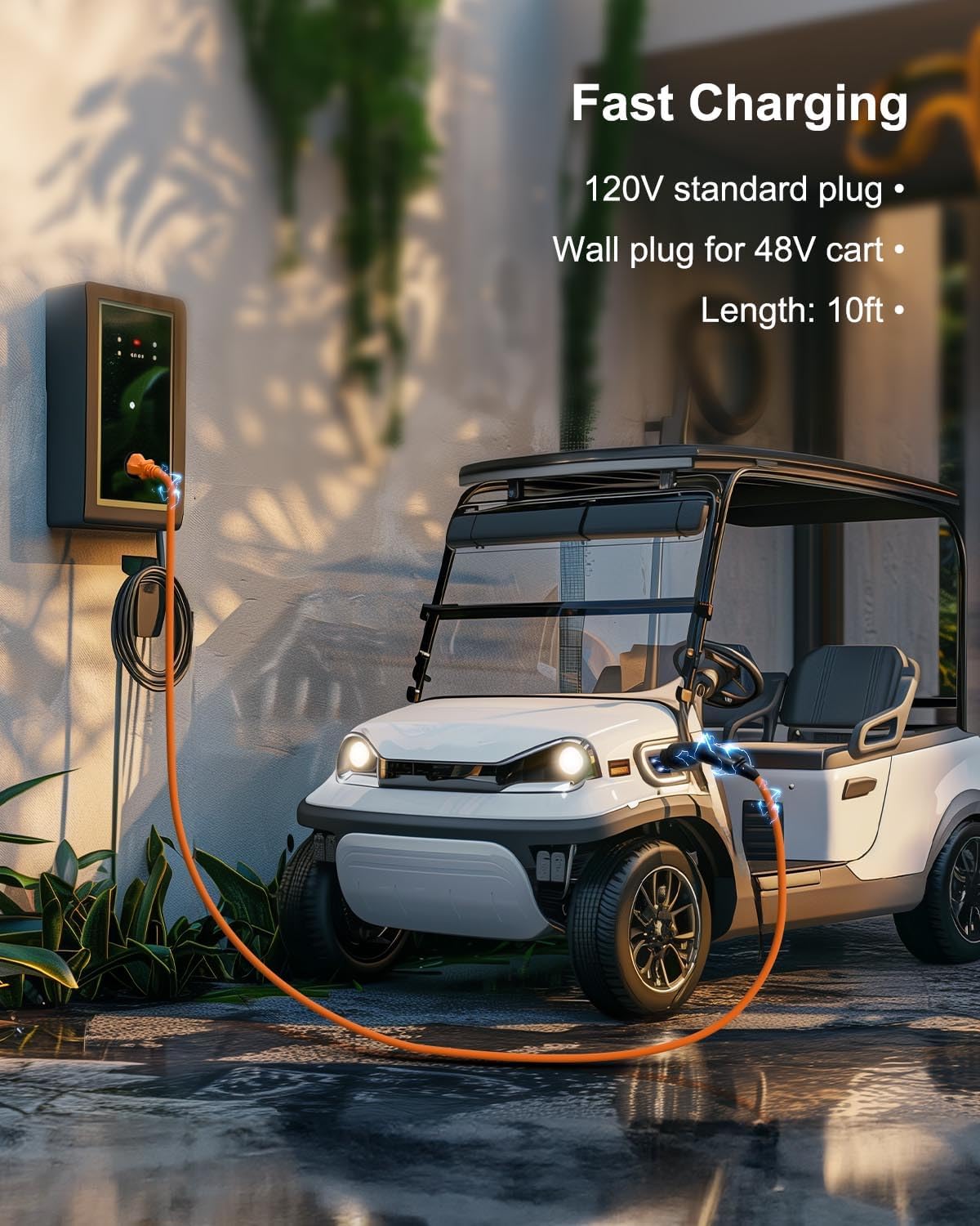 Charging Power Cord Fits for Evolution ICON EV Golf Carts, 120V 3 pin Golf Cart Charge Cable Assembly Replace 2.04.0620 ST-031016-PT NXQWLL