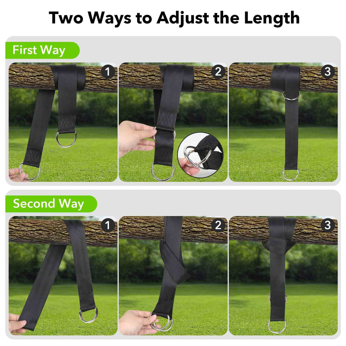 Frocopo Extra Long Tree Swing Kit, 5FT Premium Nylon Straps Hold 2200LBS, Safety Lock Carabiners, Hammock Hanging Strap Quick & Easy Installation Frocopo