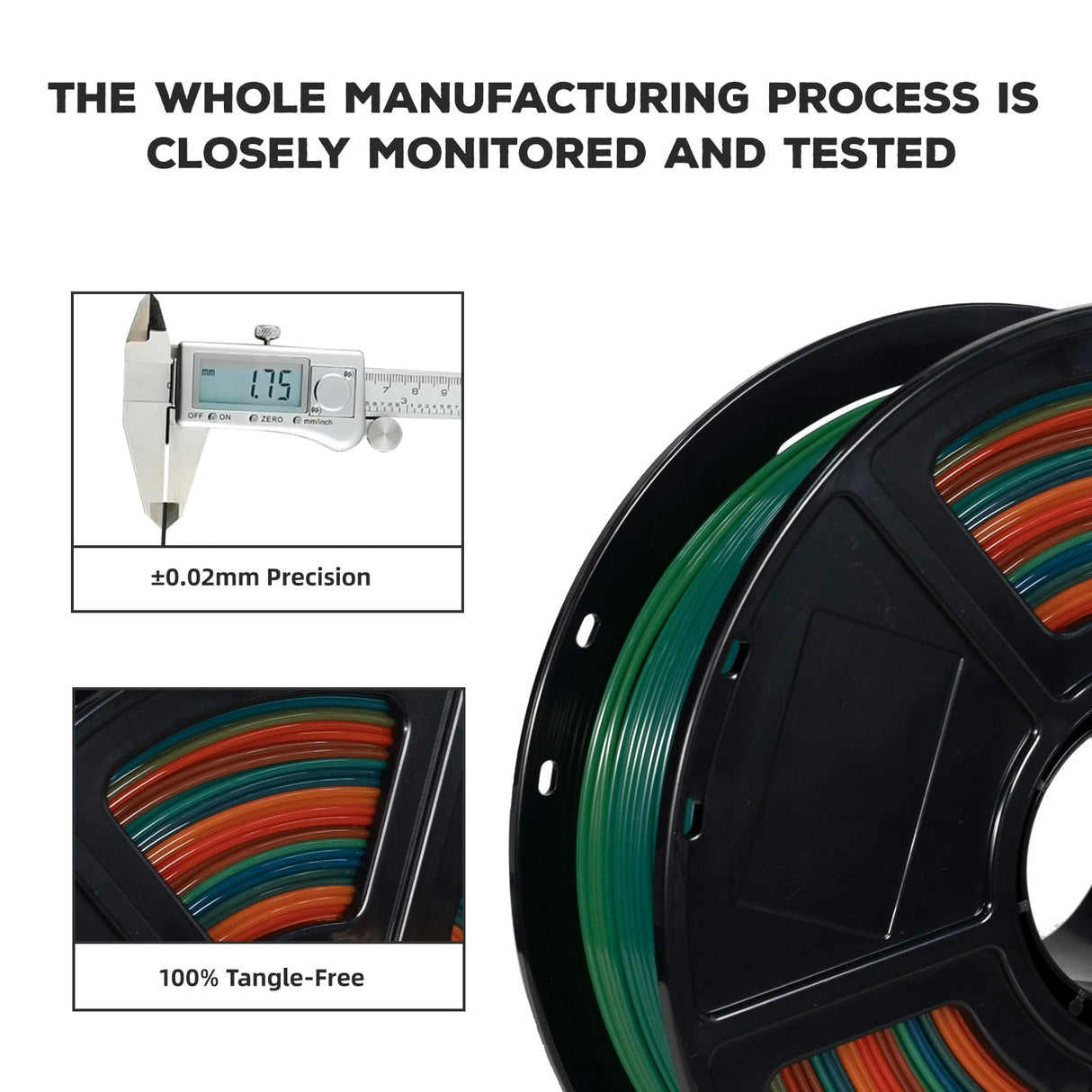 FLASHFORGE PLA Filament 1.75mm, 3D Printer Filament 1kg (2.2lbs) Spool, Dimensional Accuracy +/- 0.02mm, 3D Printing Filament Easy to Use and Fits for Most FDM 3D Printers (Rainbow) FLASHFORGE