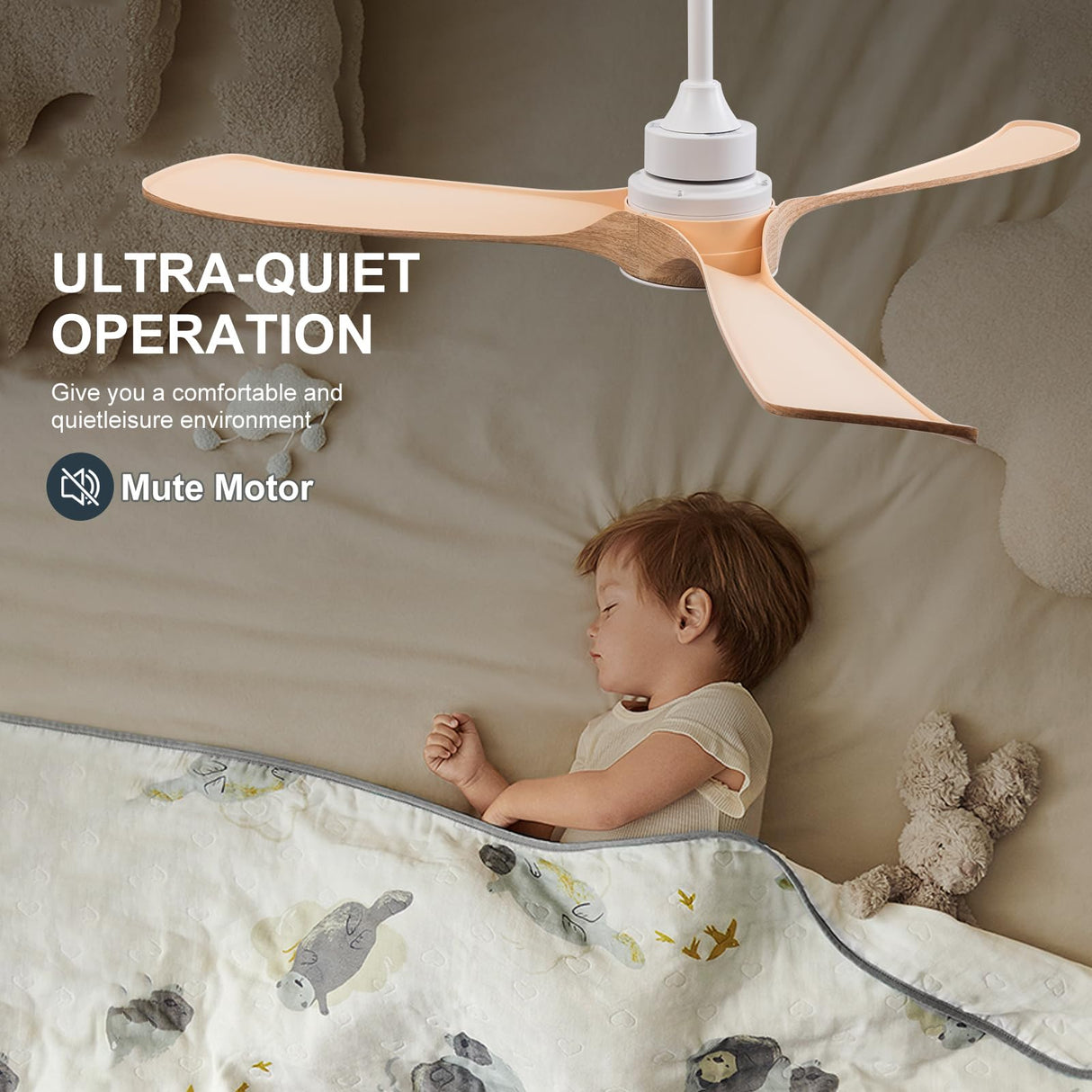 XBIBI 52 Inch Ceiling Fans with Lights and Remote,Memory Function,6-speed Reversible DC Motor,3 ABS Blades,Modern Indoor Outdoor Ceiling Fan with Light for Bedroom Patios Living Room Dinning Room XBIBI