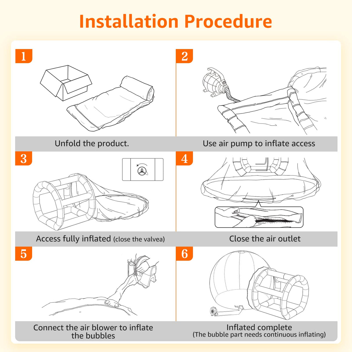 GZYSINFLA Inflatable Bubble Tent House Outdoor Transparent Commercial Grade Tarpaulin PVC Tent Bubble Clear House with Blower Clear Dome Balloon Garden Tent, 10FT Diameter Bubble, 6FT Tunnel GZYSINFLA