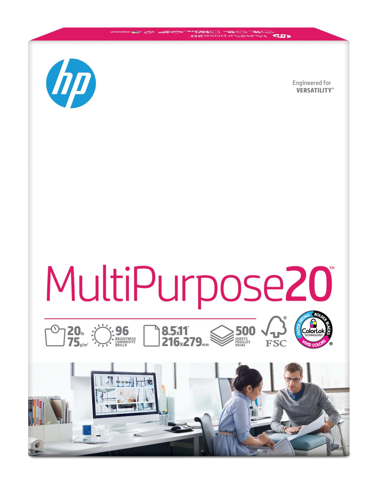 HP Printer Paper | 8.5 x 11 Paper | MultiPurpose 20 lb | 3 Ream Case - 1500 Sheets | 96 Bright | Made in USA - FSC Certified | 112530C HP