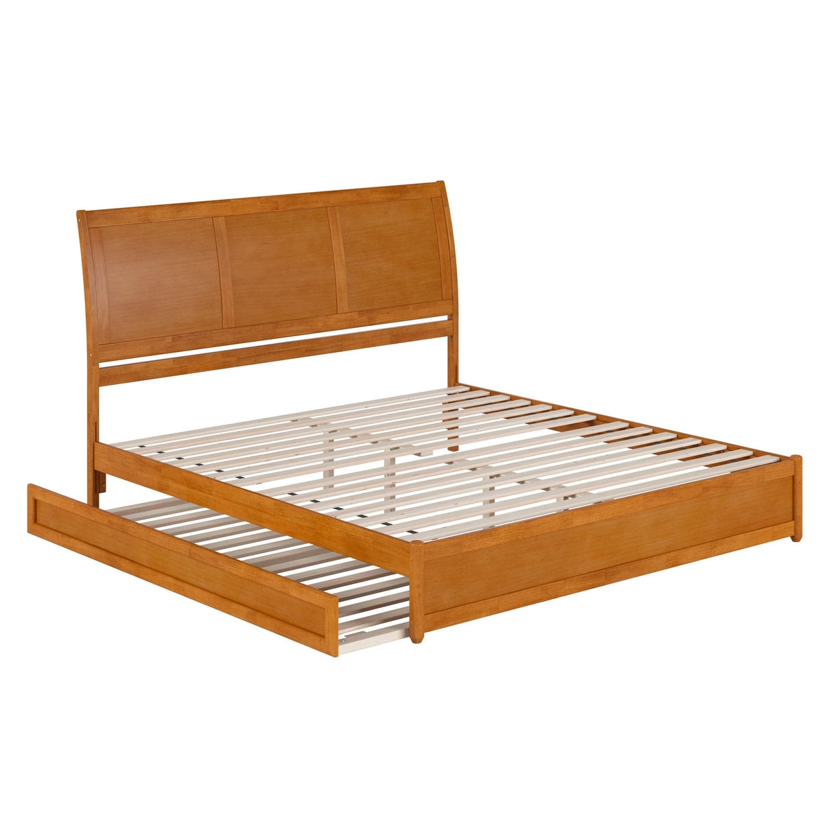 AFI, Andorra King Platform Bed with Panel Footboard & Twin XL Trundle, Light Toffee AFI