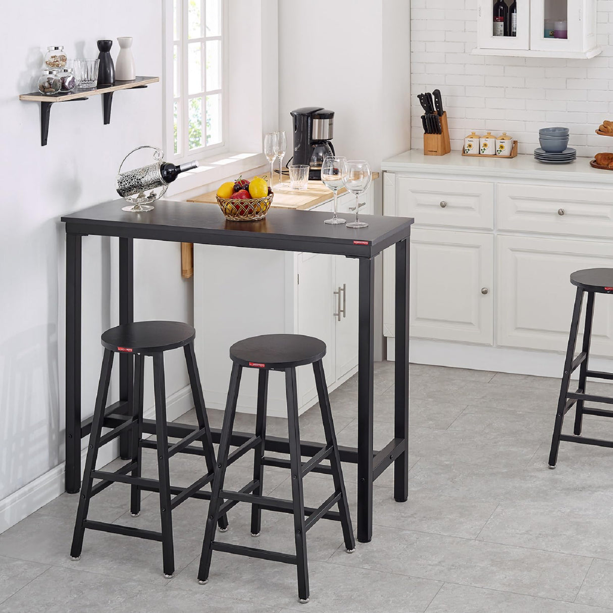 Sturdy Black High Top Bar Table by Mr IRONSTONE - Sleek Design for Narrow Spaces Mr IRONSTONE